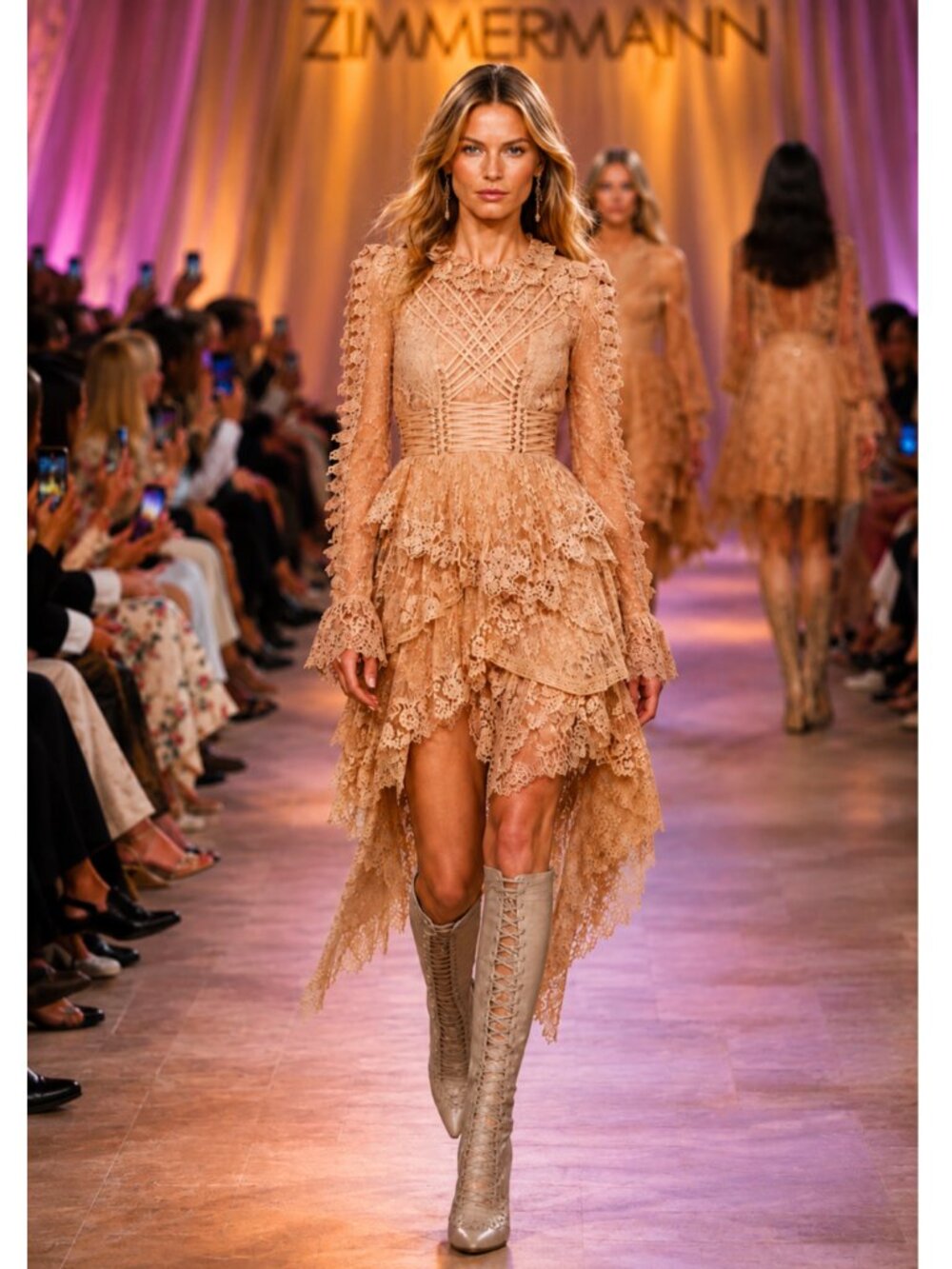 ZIMMERMANN Runway Bowerbird Romance Cotton-blend Dress In Dove Size S NEW - Picture 2 of 16